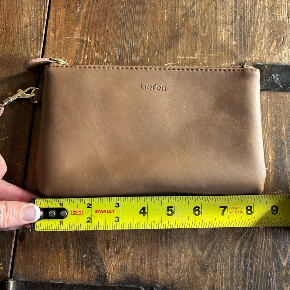 Brown Leather Wristlet Clutch - Picture 5 of 6